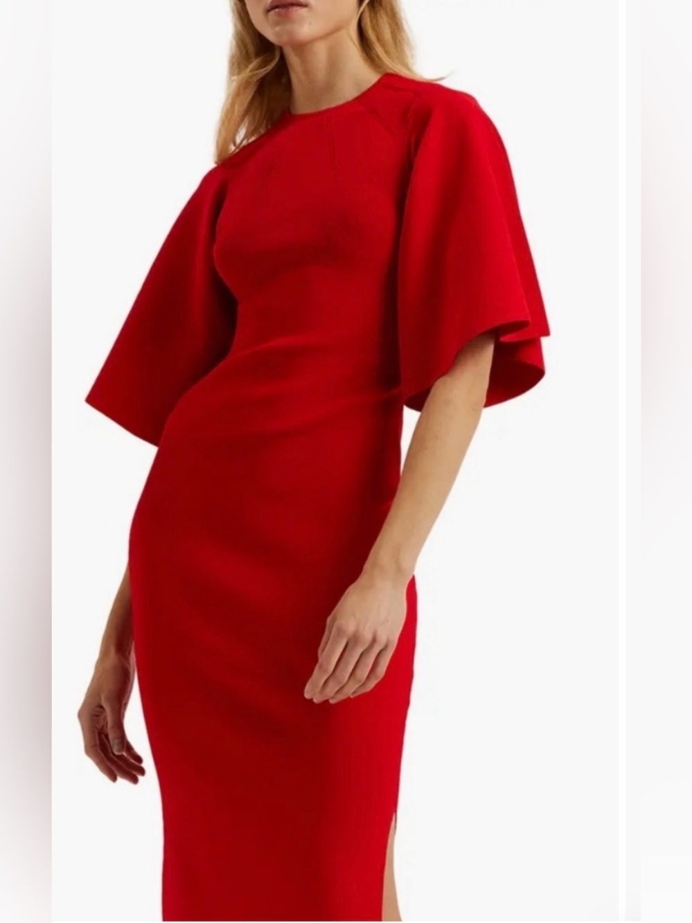 Like new Ted Baker RAELEA RIB ENGINEERED BODYCON MIDI DRESS Sz 2 us sz 6